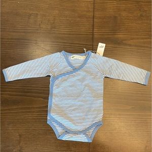NWT Monica + Andy long sleeve lucky bodysuit / blue striped onesie 9-12 M